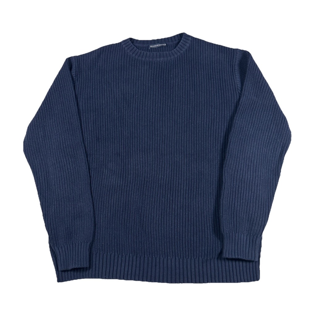 Brandy Melville Ribbed Knit Crewneck Pullover Sweater Women One Size Navy Blue
